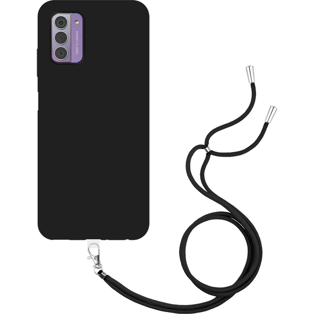 Lanyard Case - Nokia G42 - Soft TPU Protective Cover with Necklace - Black