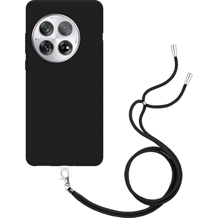 Lanyard Case - OnePlus 12 - Soft TPU Protective Cover with Necklace - Black