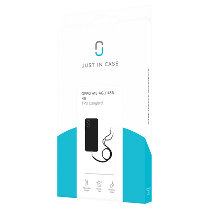 Lanyard Case - Oppo A18 (4G) / A38 (4G) - Soft TPU Protective Cover with Necklace - Black