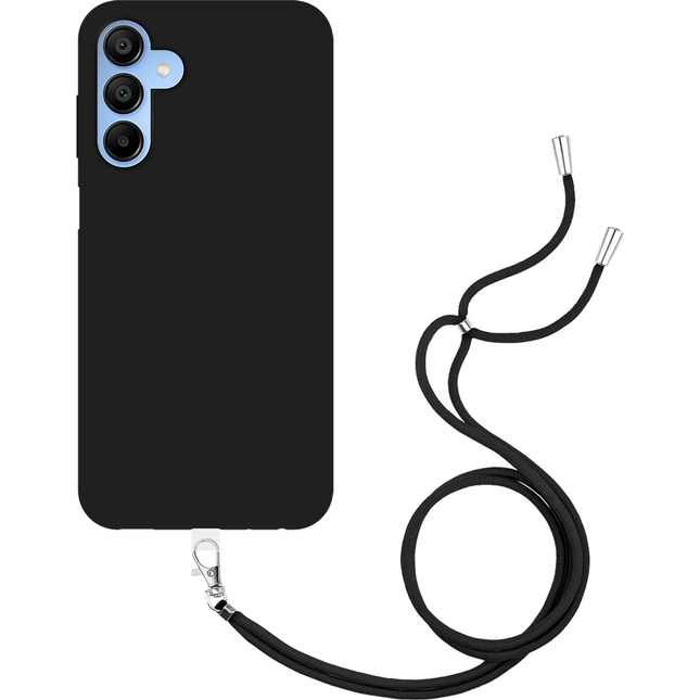 Lanyard Case - Samsung Galaxy A15 (4G/5G) - Soft TPU Protective Cover with Necklace - Black