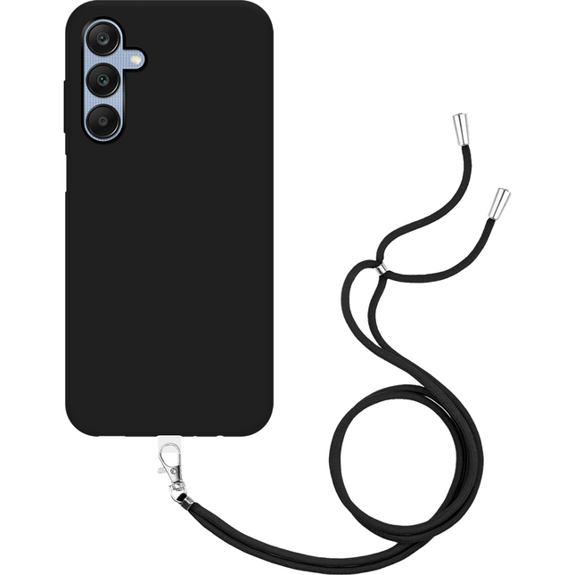 Lanyard Case - Samsung Galaxy A25 - Soft TPU Protective Cover with Necklace - Black