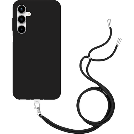 Lanyard Case - Samsung Galaxy A35 - Soft TPU Protective Cover with Necklace - Black