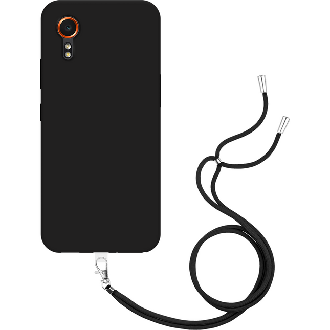 Lanyard Case - Samsung Galaxy Xcover7 - Soft TPU Protective Cover with Necklace - Black