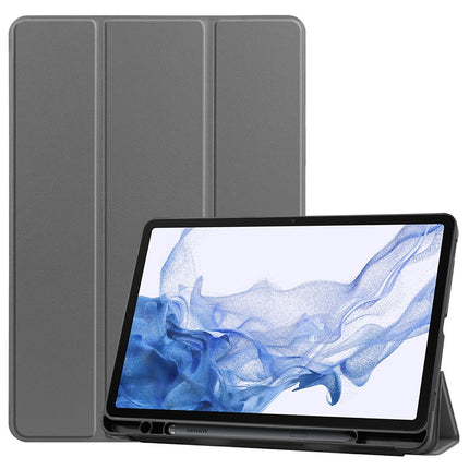 Samsung Galaxy Tab S8 - TriFold Smart Book Case Pen Slot - Grey