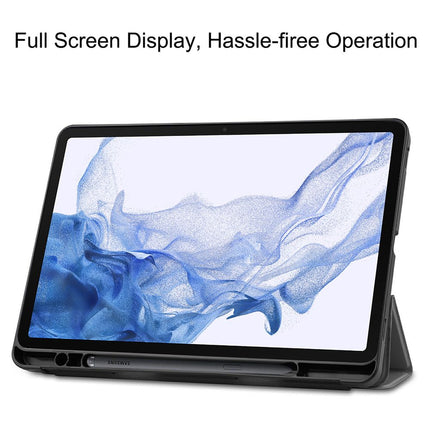 Samsung Galaxy Tab S8 - TriFold Smart Book Case Pen Slot - Grey