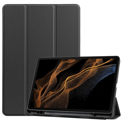 Samsung Galaxy Tab S8 Ultra - TriFold Smart Book Case Pen Slot - Black