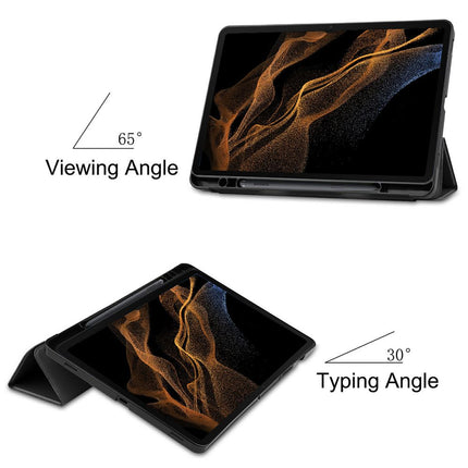 Samsung Galaxy Tab S8 Ultra - TriFold Smart Book Case Pen Slot - Black