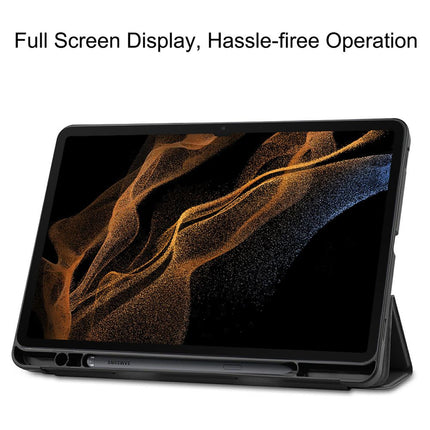 Samsung Galaxy Tab S8 Ultra - TriFold Smart Book Case Pen Slot - Black