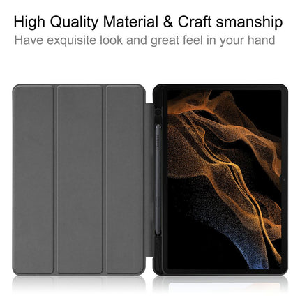 Samsung Galaxy Tab S8 Ultra - TriFold Smart Book Case Pen Slot - Black