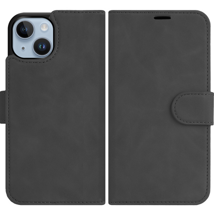 PrimeWallet SnapOn Case - iPhone 14 - Detachable PU leather Wallet Case - (compatible with MagSafe) - Black