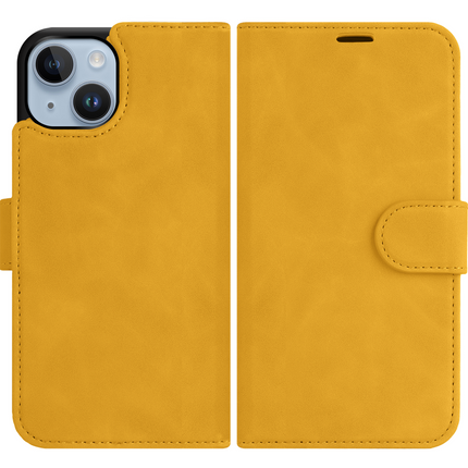 PrimeWallet SnapOn Case - iPhone 15 - Detachable PU leather Wallet Case - (compatible with MagSafe) - Yellow