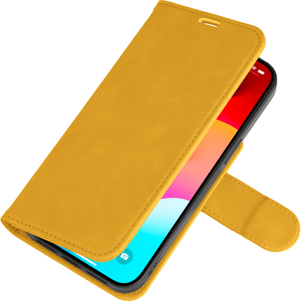PrimeWallet SnapOn Case - iPhone 15 - Detachable PU leather Wallet Case - (compatible with MagSafe) - Yellow