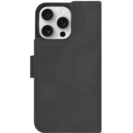 PrimeWallet SnapOn Case - iPhone 15 Pro Max - Detachable PU leather Wallet Case - (compatible with MagSafe) - Black