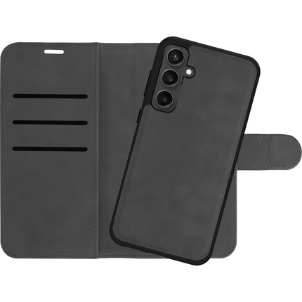 PrimeWallet SnapOn Case - Samsung Galaxy A55 - Detachable PU leather Wallet Case - Black