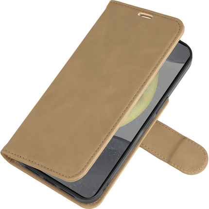 PrimeWallet SnapOn Case - Samsung Galaxy S24 - Detachable PU leather Wallet Case - (compatible with MagSafe) - Taupe