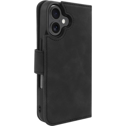 PrimeWallet SnapOn Case - iPhone 16 - Detachable PU leather Wallet Case - (compatible with MagSafe) - Black