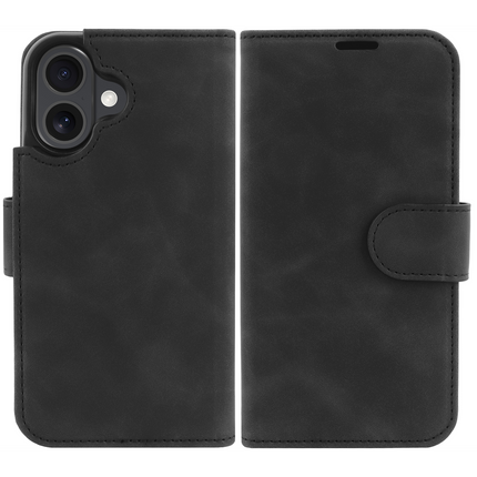 PrimeWallet SnapOn Case - iPhone 16 - Detachable PU leather Wallet Case - (compatible with MagSafe) - Black
