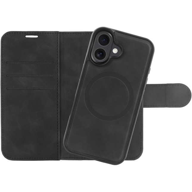 PrimeWallet SnapOn Case iPhone 16 Plus in zwart, volledige bookcase