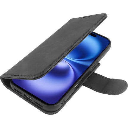 PrimeWallet SnapOn Case - iPhone 16 Plus - Detachable PU leather Wallet Case - (compatible with MagSafe) - Black