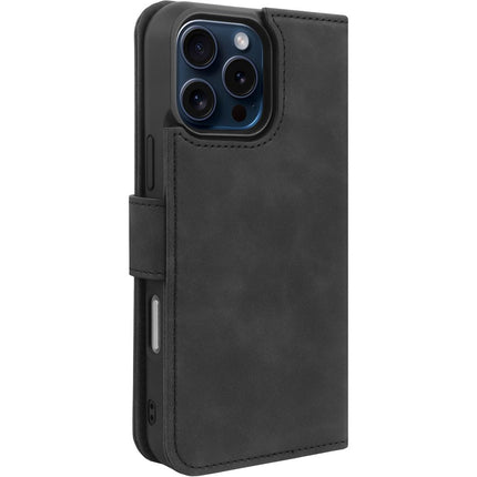 PrimeWallet SnapOn Case - iPhone 16 Pro Max - Detachable PU leather Wallet Case - (compatible with MagSafe) - Black