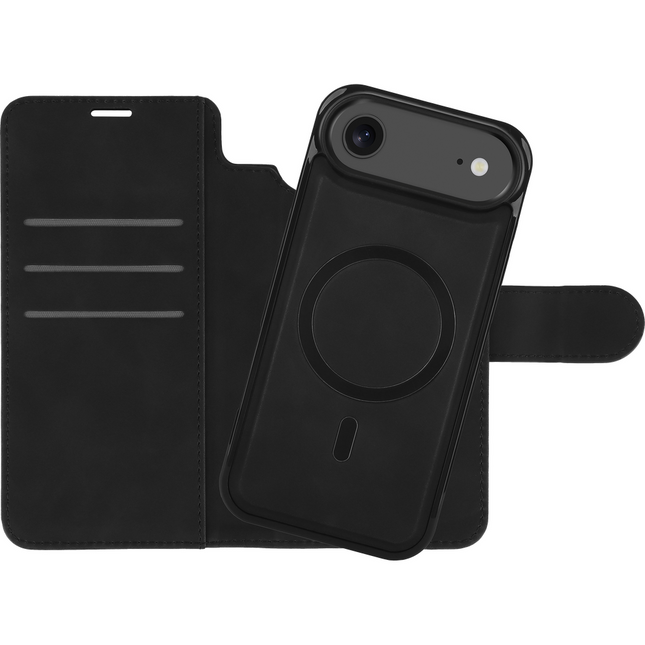 PrimeWallet SnapOn Case - iPhone Air - Detachable PU leather Wallet Case - (compatible with MagSafe) - Black
