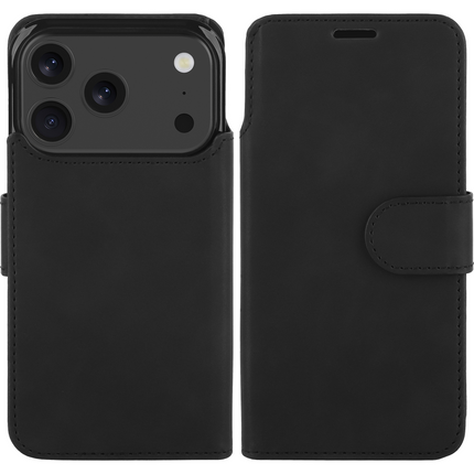 PrimeWallet SnapOn Case - iPhone 17 Pro - Detachable PU leather Wallet Case - (compatible with MagSafe) - Black