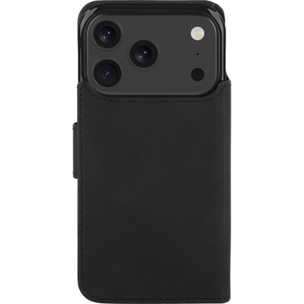 PrimeWallet SnapOn Case - iPhone 17 Pro - Detachable PU leather Wallet Case - (compatible with MagSafe) - Black