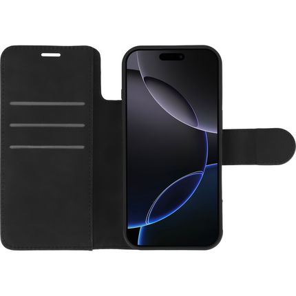 PrimeWallet SnapOn Case - iPhone 17 Pro Max - Detachable PU leather Wallet Case - (compatible with MagSafe) - Black