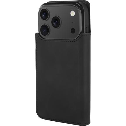 PrimeWallet SnapOn Case - iPhone 17 Pro Max - Detachable PU leather Wallet Case - (compatible with MagSafe) - Black