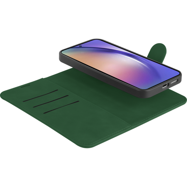 PrimeWallet SnapOn Case - Samsung Galaxy A15 (4G/5G) - Detachable PU leather Wallet Case - Green