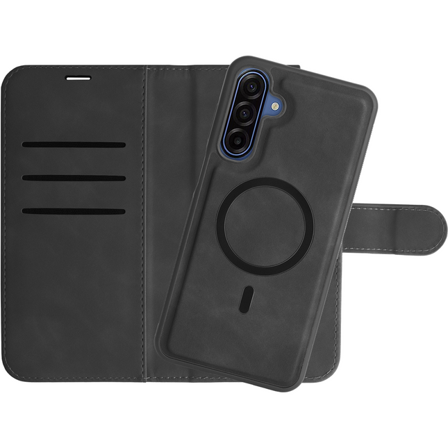 PrimeWallet SnapOn Case - Samsung Galaxy A18 / A17 (4G / 5G) - Detachable PU leather Wallet Case - (compatible with MagSafe) - Black
