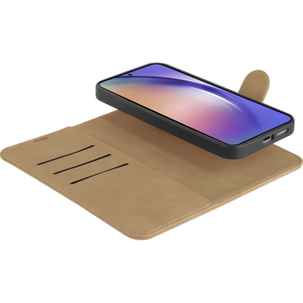 PrimeWallet SnapOn Case - Samsung Galaxy A55 - Detachable PU leather Wallet Case - Taupe