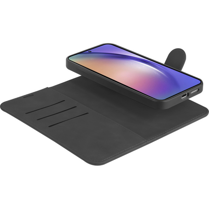 PrimeWallet SnapOn Case - Samsung Galaxy A55 - Detachable PU leather Wallet Case - Black