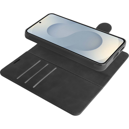 PrimeWallet SnapOn Case - Samsung Galaxy S25 - Detachable PU leather Wallet Case - Black