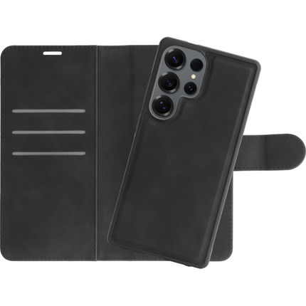 PrimeWallet SnapOn Case - Samsung Galaxy S25 Ultra - Detachable PU leather Wallet Case - Black