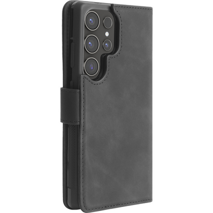 PrimeWallet SnapOn Case - Samsung Galaxy S25 Ultra - Detachable PU leather Wallet Case - Black