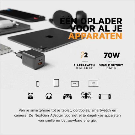 Xtorm NextGen 70W Wall Charger - Black - XECNG701