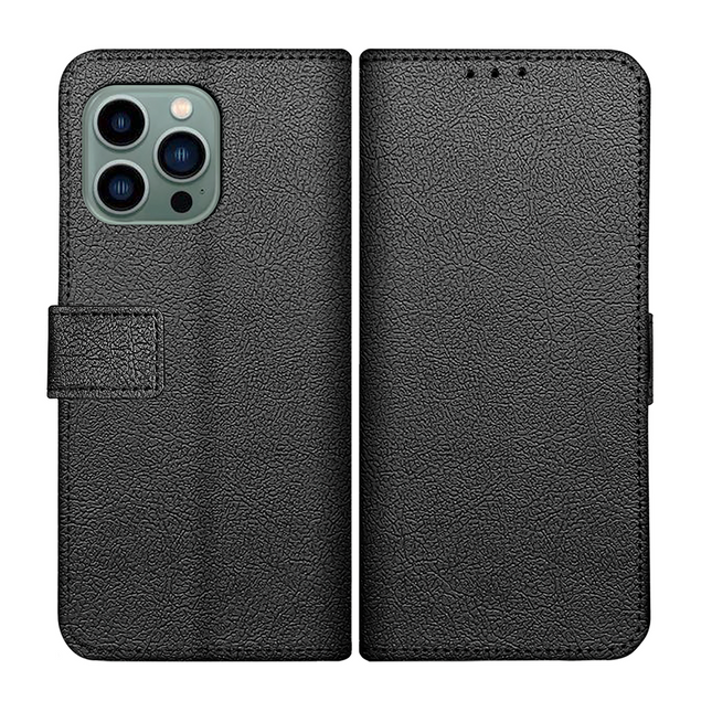 Classic Wallet Case - iPhone 14 Pro Max - PU leather Book Case - Black