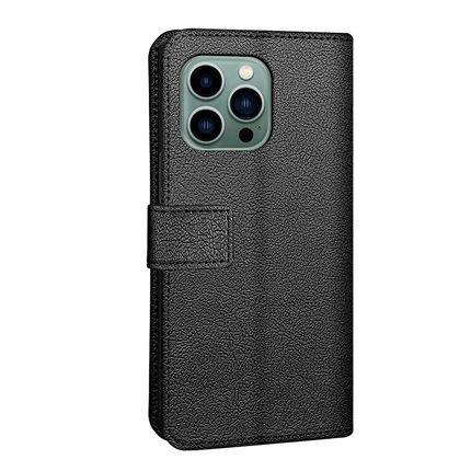 Classic Wallet Case - iPhone 14 Pro Max - PU leather Book Case - Black