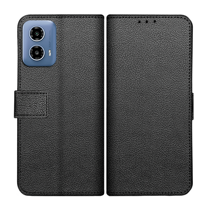 Classic Wallet Case - Motorola Moto G34 - PU leather Book Case - Black