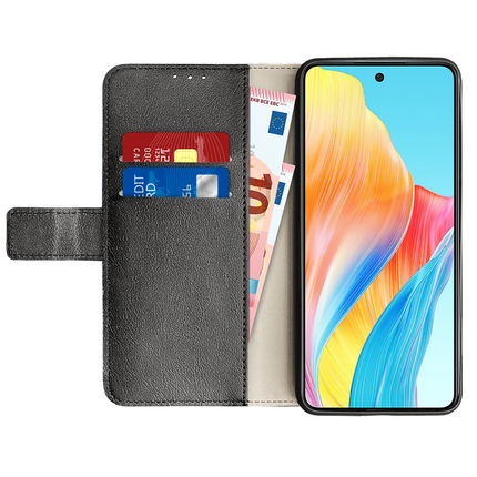 Classic Wallet Case - Oppo A58 (4G) - PU leather Book Case - Black