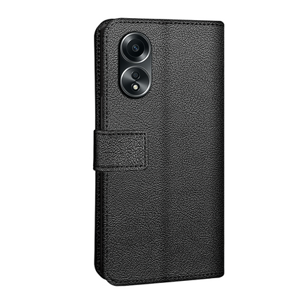 Classic Wallet Case - Oppo A58 (4G) - PU leather Book Case - Black