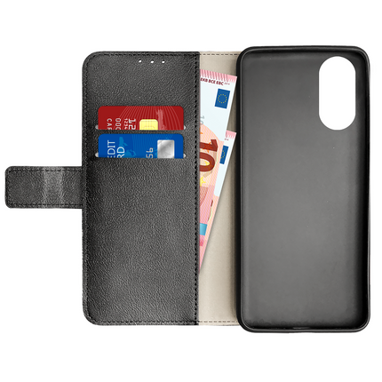 Classic Wallet Case - Oppo A58 (4G) - PU leather Book Case - Black