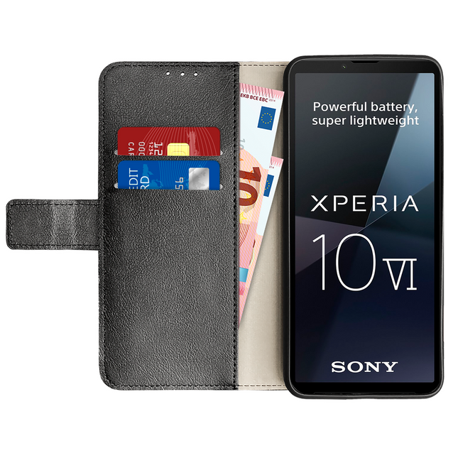 Classic Wallet Case - Sony Xperia 10 VI - PU leather Book Case - Black