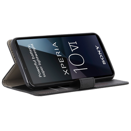 Classic Wallet Case - Sony Xperia 10 VI - PU leather Book Case - Black