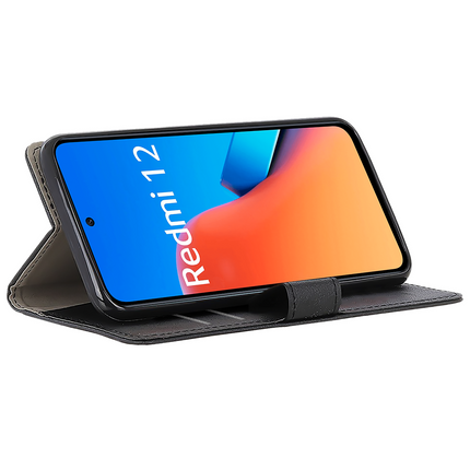 Classic Wallet Case - Xiaomi Redmi 12 (4G) - PU leather Book Case - Black