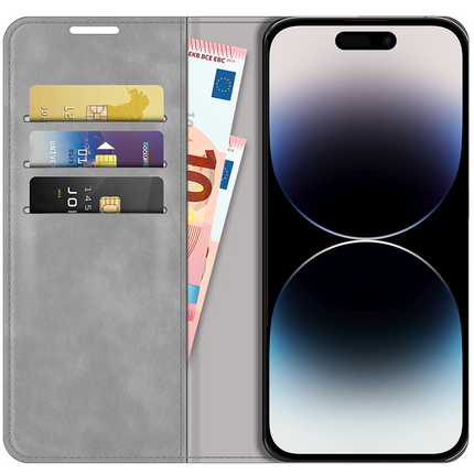 iPhone 14 Pro Max - Magnetic Wallet Case - Grey