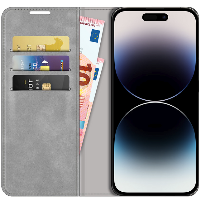iPhone 14 Pro Max - Magnetic Wallet Case - Grey