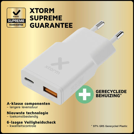 Xtorm 33W Go2 Evolution SlimLine Charger - White - XG2SL033