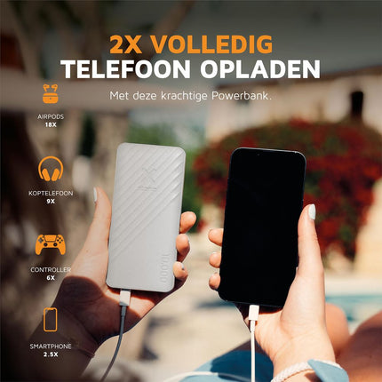 Xtorm 15W Go2 FastCharge Powerbank 10.000 mAh - Ash White - XG2100U